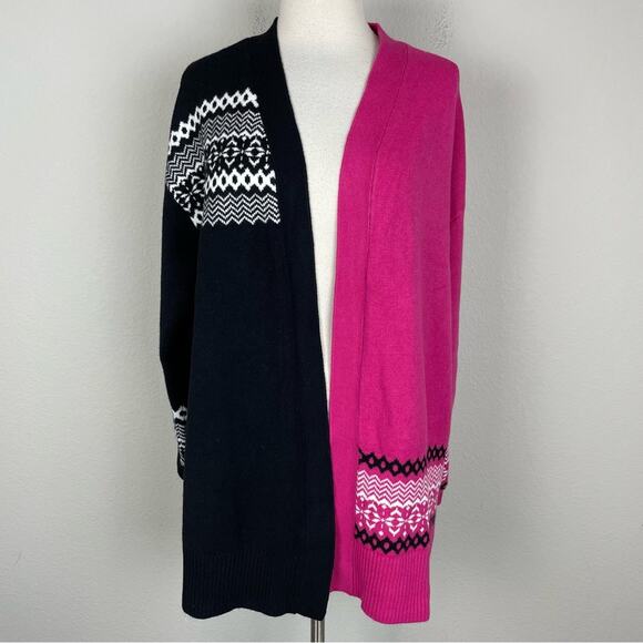 Lane Bryant Pink Black Color Block Cardigan Sweater NWT 14/16 - Picture 2 of 10